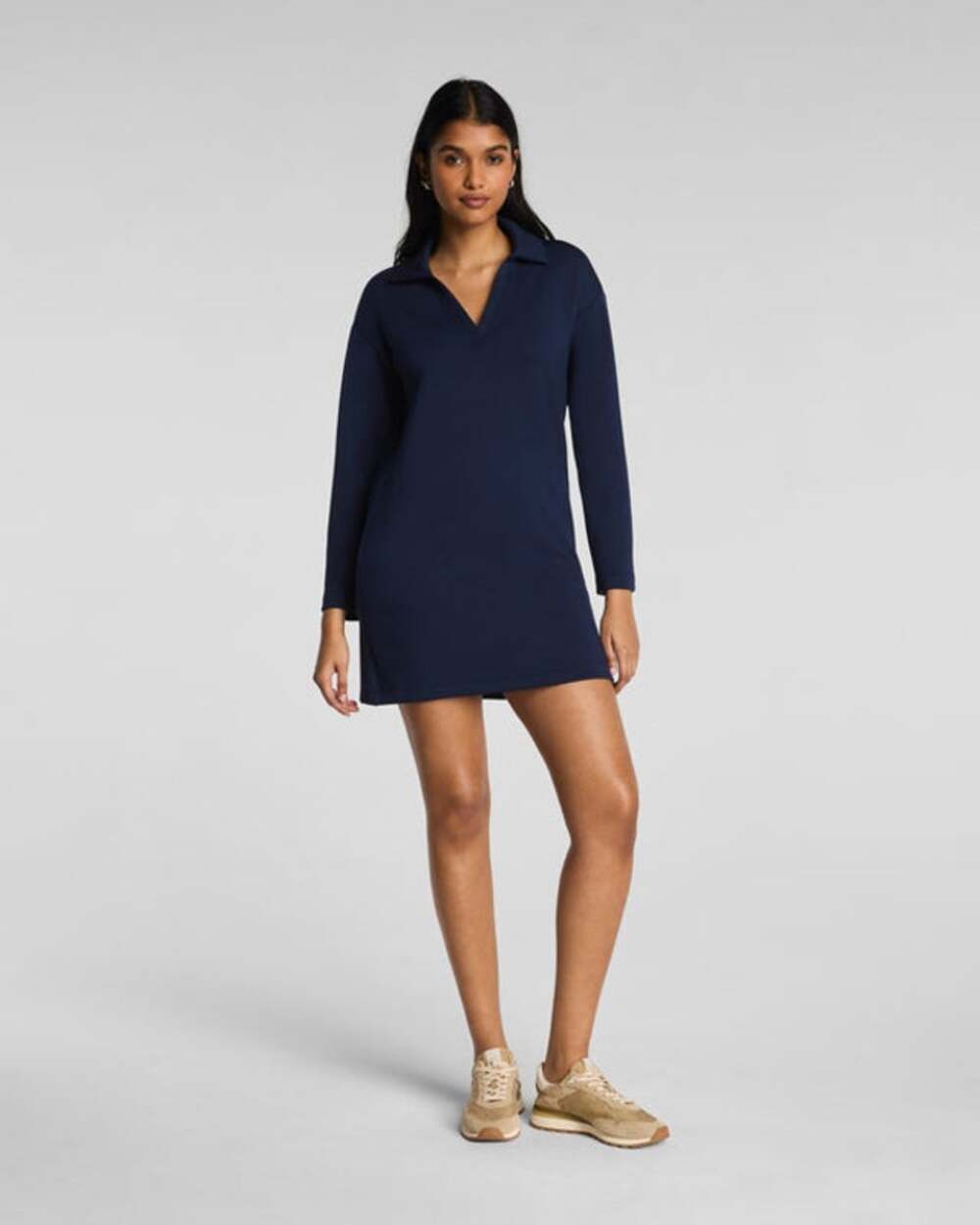 NWT SPANX Women's AirEssentials® Polo Long Sleeve Dress in Timeless Navy size XL